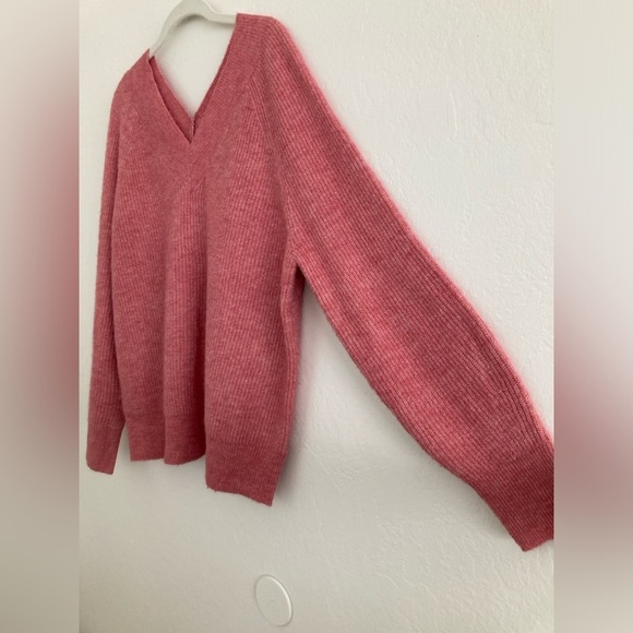 Pink Wool Blend Knit Sweater V Neck Oversized Boxy by Primark Cares Size Large - Picture 3 of 12